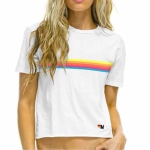 rainbow stripe aviator nation t shirt size small